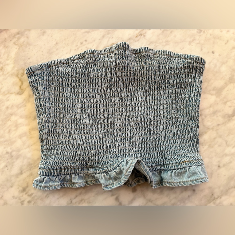 Cropped chambray tube top